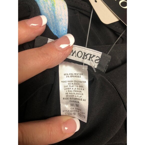 Soft Works Dress Womens Size Medium Abstract Print Black Cap Sleeves Stretch NEW - Picture 7 of 8